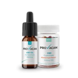 A pack of 2400mg oil and provacan gummies